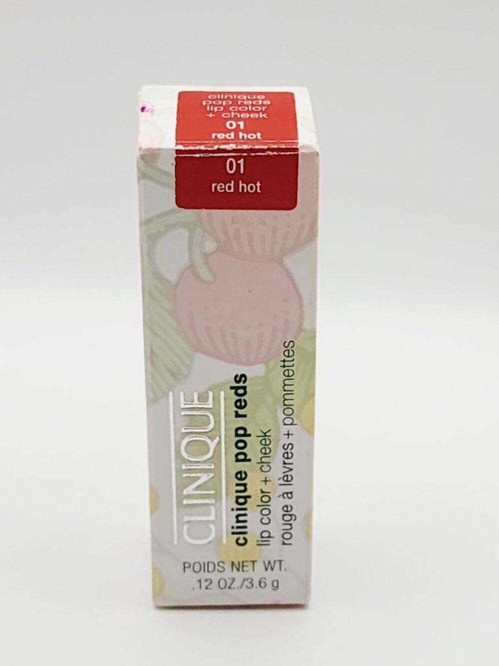 Clinique Pop Reds Lip Color + Cheek Lipstick Shade 01 Red Hot Full Size NIB